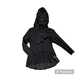 SHEER PEPLUM HOODED BLOUSE sz. small